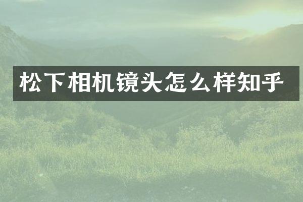 松下相机镜头怎么样知乎