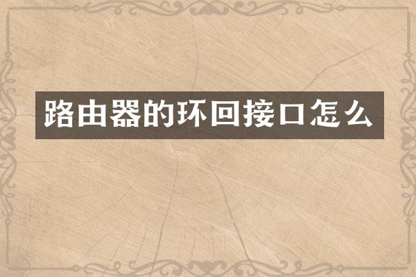 路由器的环回接口怎么