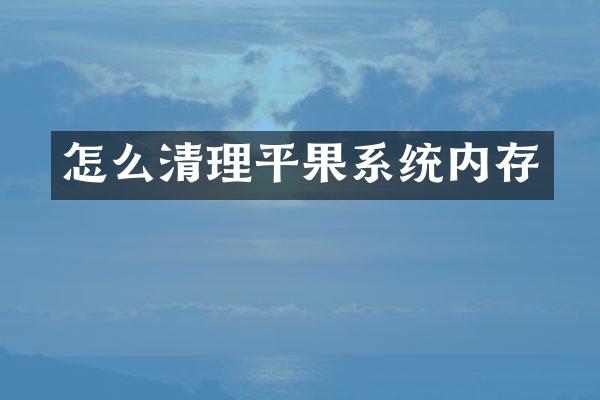 怎么清理平果系统内存