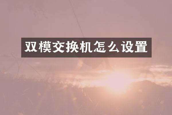 双模交换机怎么设置