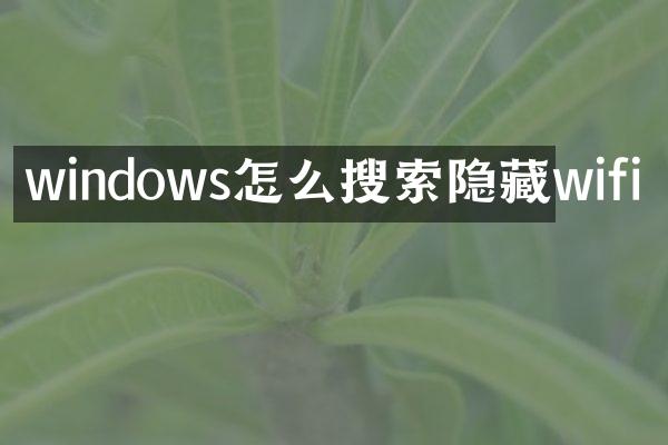windows怎么搜索隐藏wifi