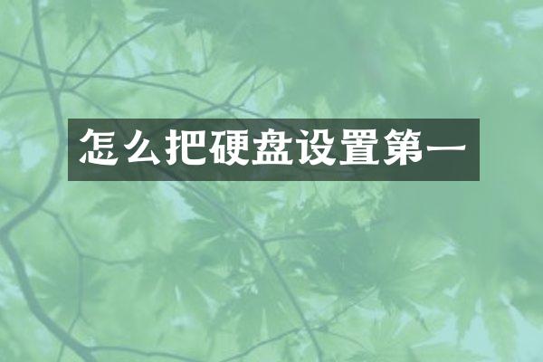 怎么把硬盘设置第一