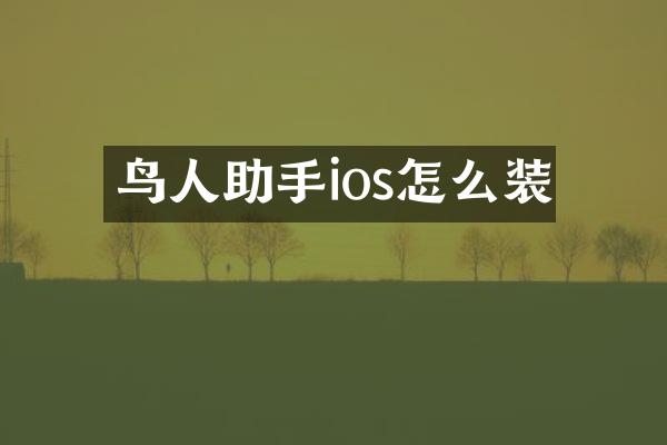 鸟人助手ios怎么装