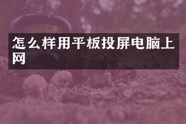 怎么样用平板投屏电脑上网