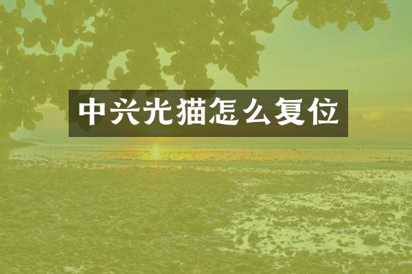 中兴光猫怎么复位