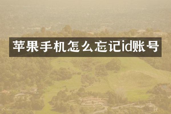 苹果手机怎么忘记id账号