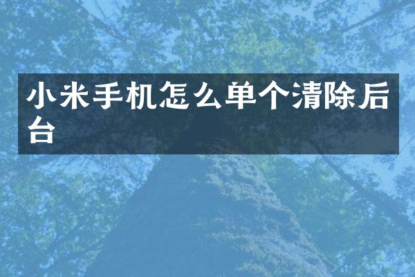 小米手机怎么单个清除后台