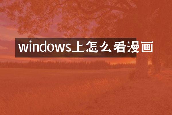 windows上怎么看漫画