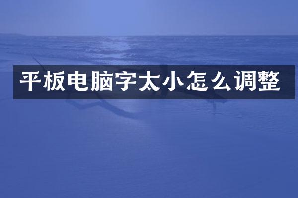 平板电脑字太小怎么调整