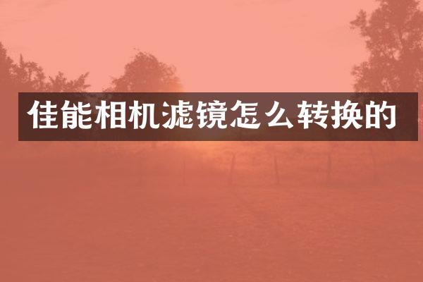 佳能相机滤镜怎么转换的