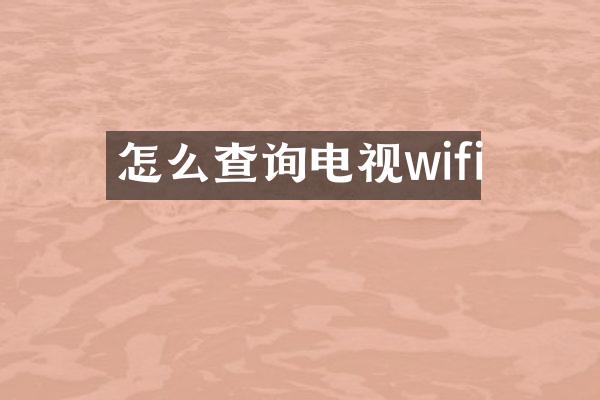 怎么查询电视wifi