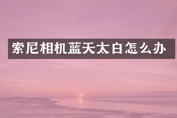 索尼相机蓝天太白怎么办