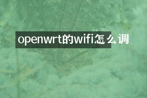 openwrt的wifi怎么调