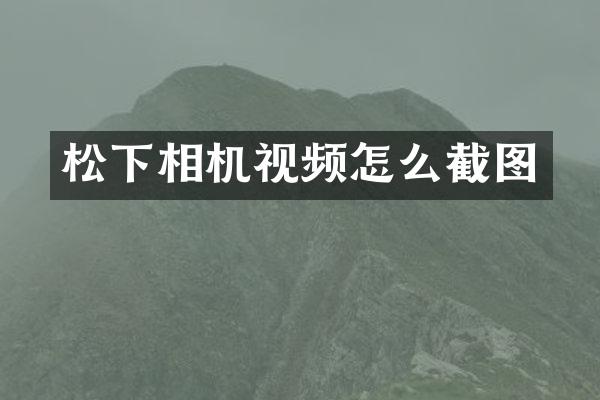 松下相机视频怎么截图