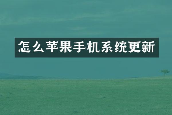 怎么苹果手机系统更新