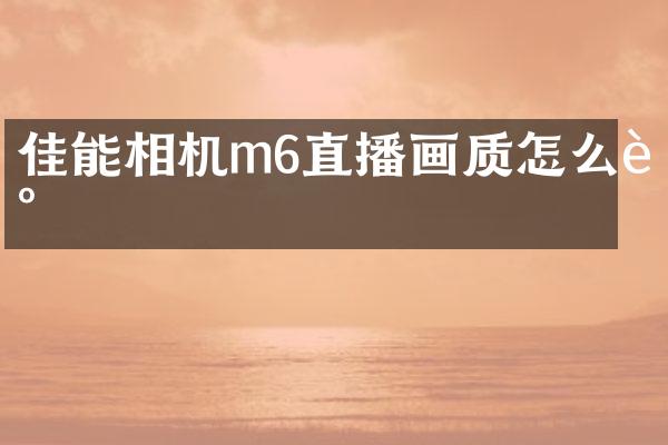 佳能相机m6直播画质怎么调