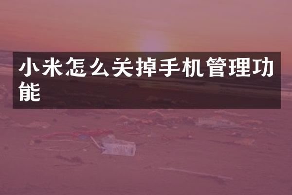 小米怎么关掉手机管理功能