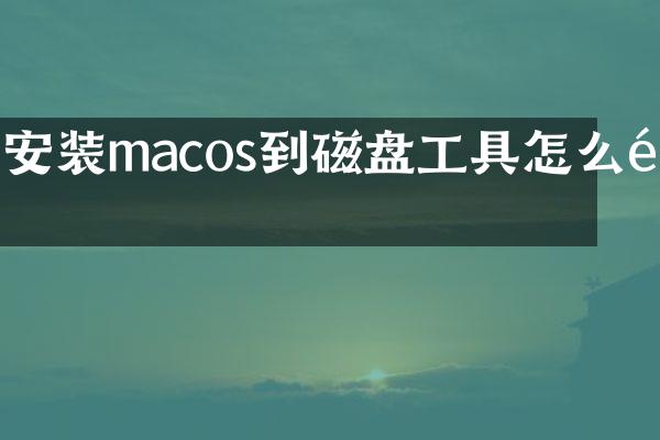 安装macos到磁盘工具怎么选