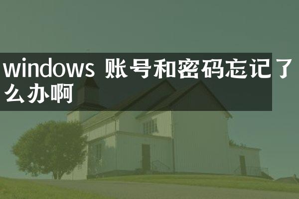 windows 账号和密码忘记了怎么办啊
