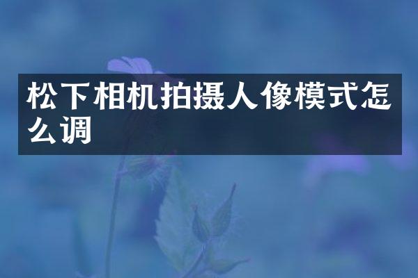 松下相机拍摄人像模式怎么调