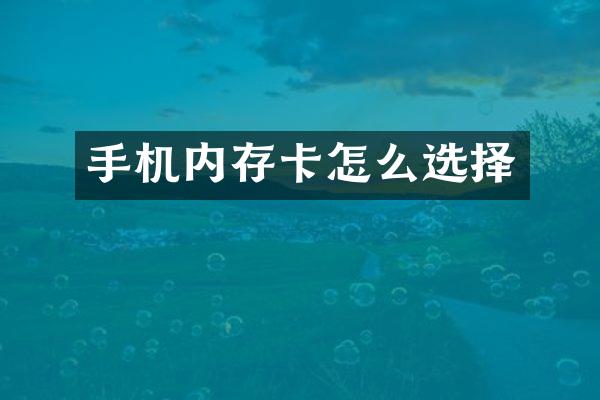 手机内存卡怎么选择