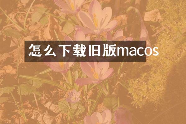 怎么下载旧版macos