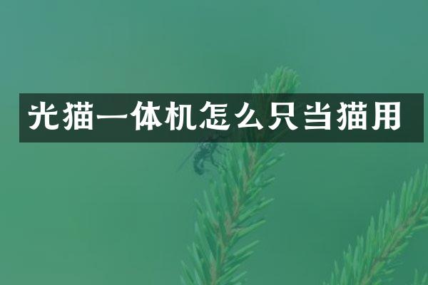 光猫一体机怎么只当猫用