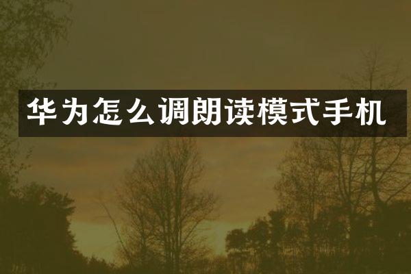 华为怎么调朗读模式手机