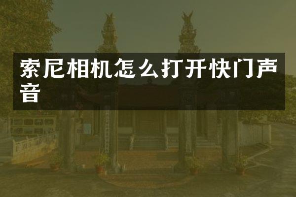 索尼相机怎么打开快门声音