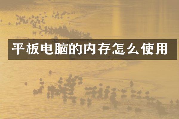 平板电脑的内存怎么使用