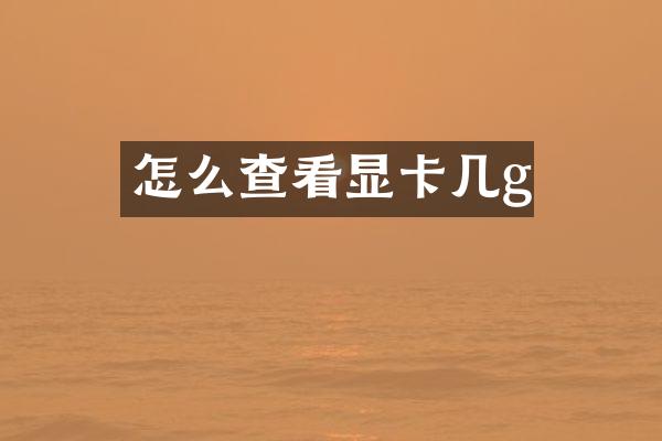 怎么查看显卡几g