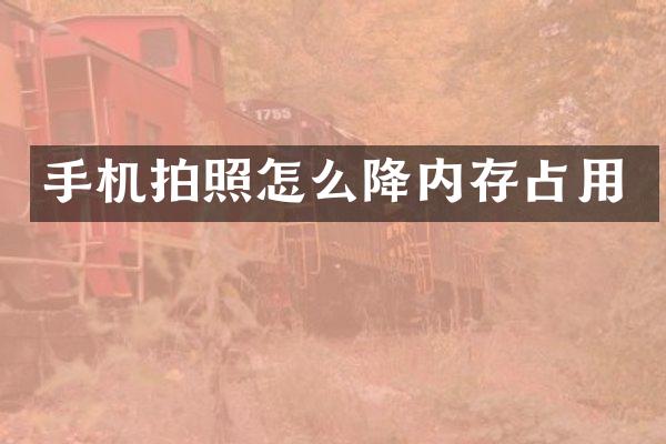 手机拍照怎么降内存占用
