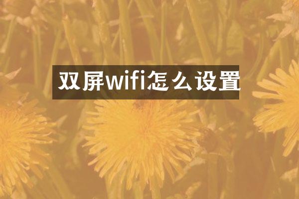 双屏wifi怎么设置