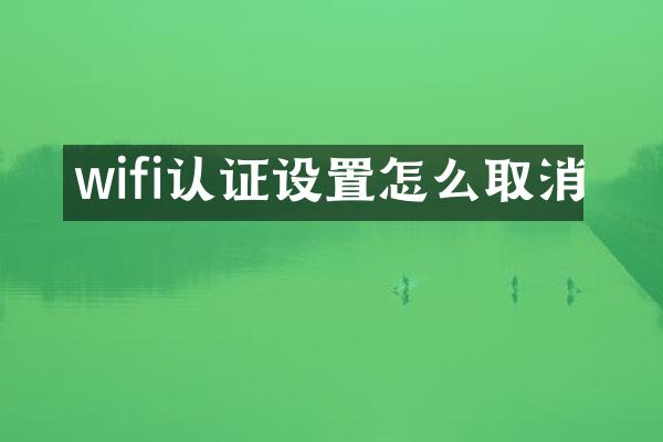 wifi认证设置怎么取消