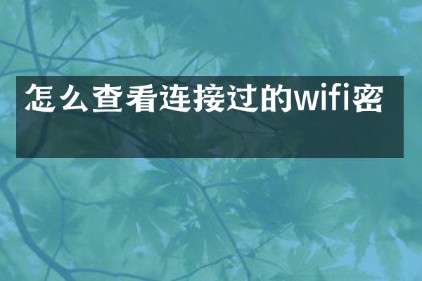 怎么查看连接过的wifi密码