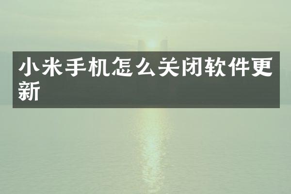 小米手机怎么关闭软件更新