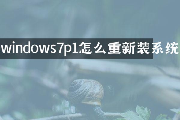 windows7p1怎么重新装系统