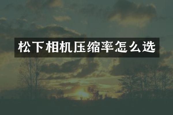 松下相机压缩率怎么选