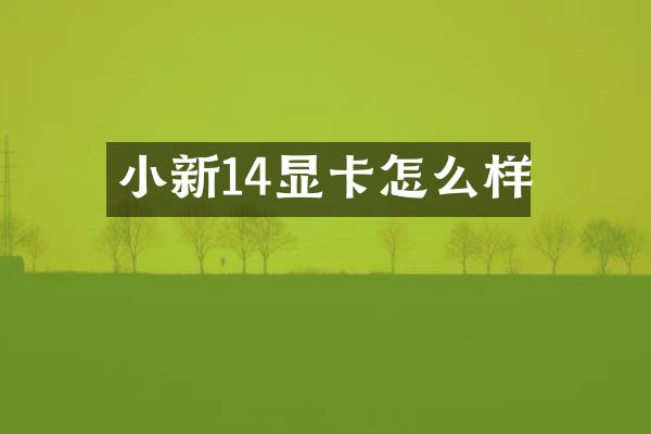 小新14显卡怎么样