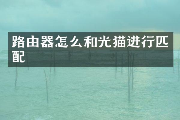 路由器怎么和光猫进行匹配