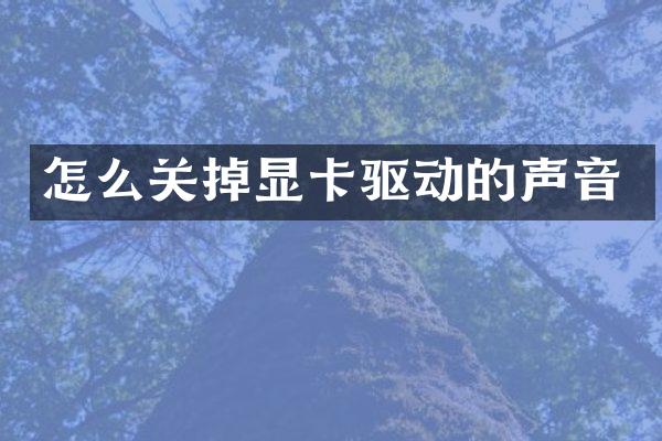 怎么关掉显卡驱动的声音