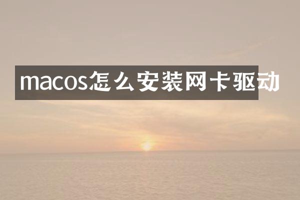 macos怎么安装网卡驱动