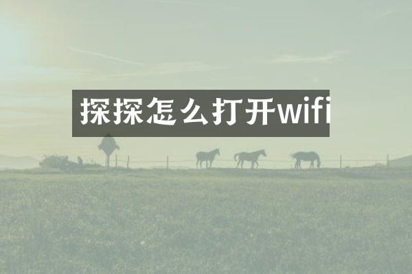 探探怎么打开wifi