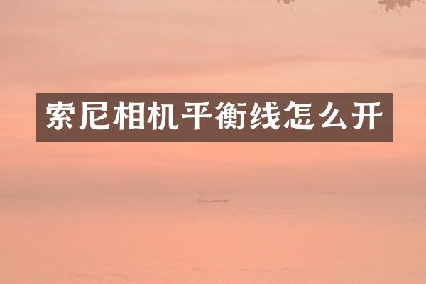 索尼相机平衡线怎么开