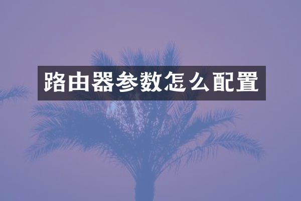 路由器参数怎么配置