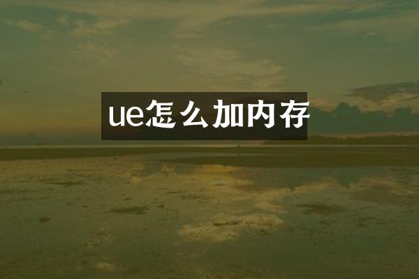 ue怎么加内存