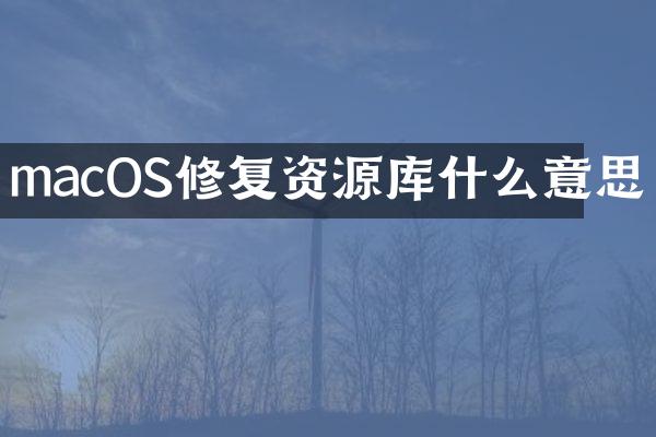 macOS修复资源库什么意思