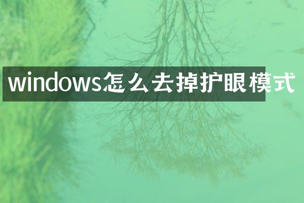 windows怎么去掉护眼模式