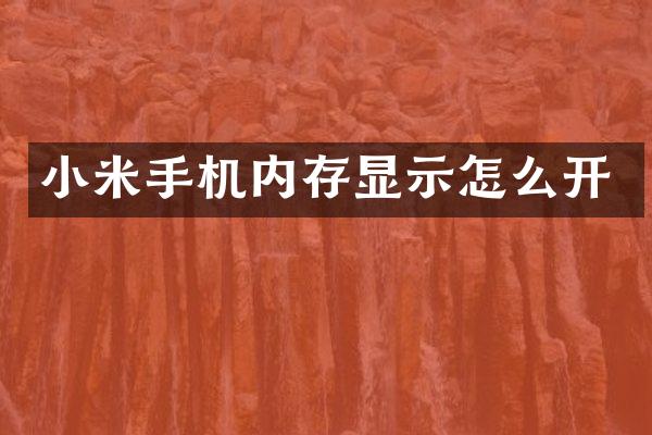 小米手机内存显示怎么开