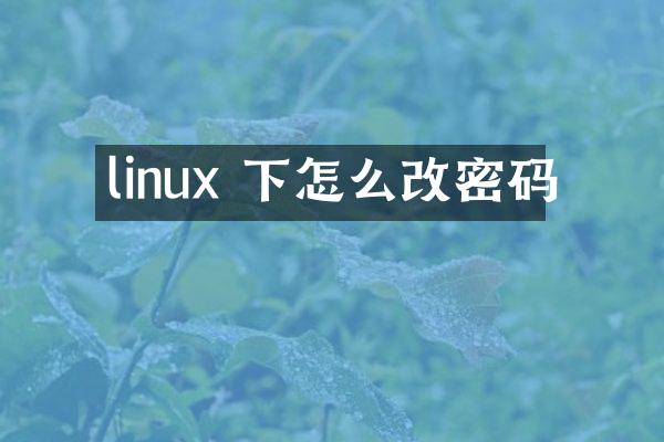 linux 下怎么改密码
